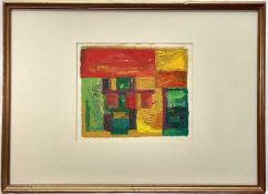 English School, contemporary, oil on paper - Abstract, 24cm x 28cm, in glazed gilt frame