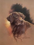 Mick Cawston (1959-2006) signed limited edition print, Chocolate Labrador, 1994, 215/850, 24cm x 17.