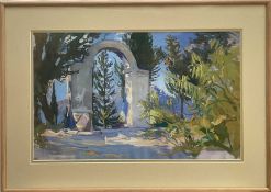 20th Century Gouache- Archway, Konculj, Yugoslavia, 33.5cm x 54cm, in glazed frame.