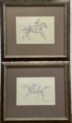 Trudy Redfern, contemporary, two monochrome chalk sketches of racehorses, signed, 18.5cm x 25.5cm an