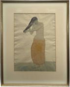 William S. Taylor, watercolour, Woman Combing her Hair, signed and dated 1954, 47cm x 33cm, in glaze