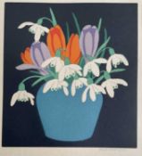 John Hall Thorpe (1874-1947) woodcut - Crocus and Snowdrops 1922, signed in pencil, sheet 27cm x 23c