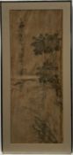 Chinese paintings on silk, set of four, in 68cm x 27cm mounts in glazed frames