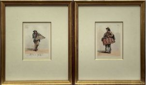 The Reverend George Jackson (1816-1876) pair of pen, ink and watercolour sketches - Pedlars, 13cm x