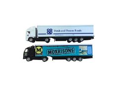 Corgi 1:64 scale diecast articulted lorries including Volvo Morrisons curtainside, Volvo B & Q curta