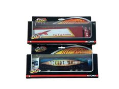 Corgi Wheelz 1:64 scale diecast articulated lorries including DAF Doctor Who Curtainside, ERF The Re