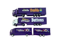 Corgi 1:64 scale diecast articulated lorries including Scania Cadbury's Freddo curtainside, Scania C