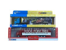 Corgi 1:64 scale diecast articulated lorries including Scania Scalextric race team trailer ~ TY86644