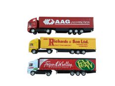 Corgi 1:64 scale diecast articulated lorries DAF Christain Salvesen box trailer, DAF YTL curtainside