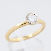 Damenring Juwelier Jaufmann, 18 kt Gelbgold, teils rhodiniert, mit 1 Brillanten, ca. 0,5 ct,