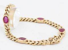 Armband Scheurle Quinn, 14 kt Gelbgold, mit 5 wohl Rubinen (Steine mit Gebrauchsspuren), Juwelier