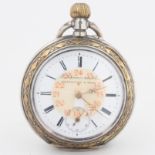 Taschenuhr, 800 Silber, S. Schwarzschild Frankfurt am Main, weißes Zifferblatt mit römischen Zahlen,