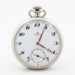 Taschenuhr Omega, wohl 30er Jahre, Omega, wohl Stahlgehäuse, weißes Zifferblatt mit arabischen