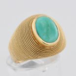 Damenring, 18 kt Gelbgold, mit 1 Türkis Cabochon, punziert, ca. 7,6 g, RM 55