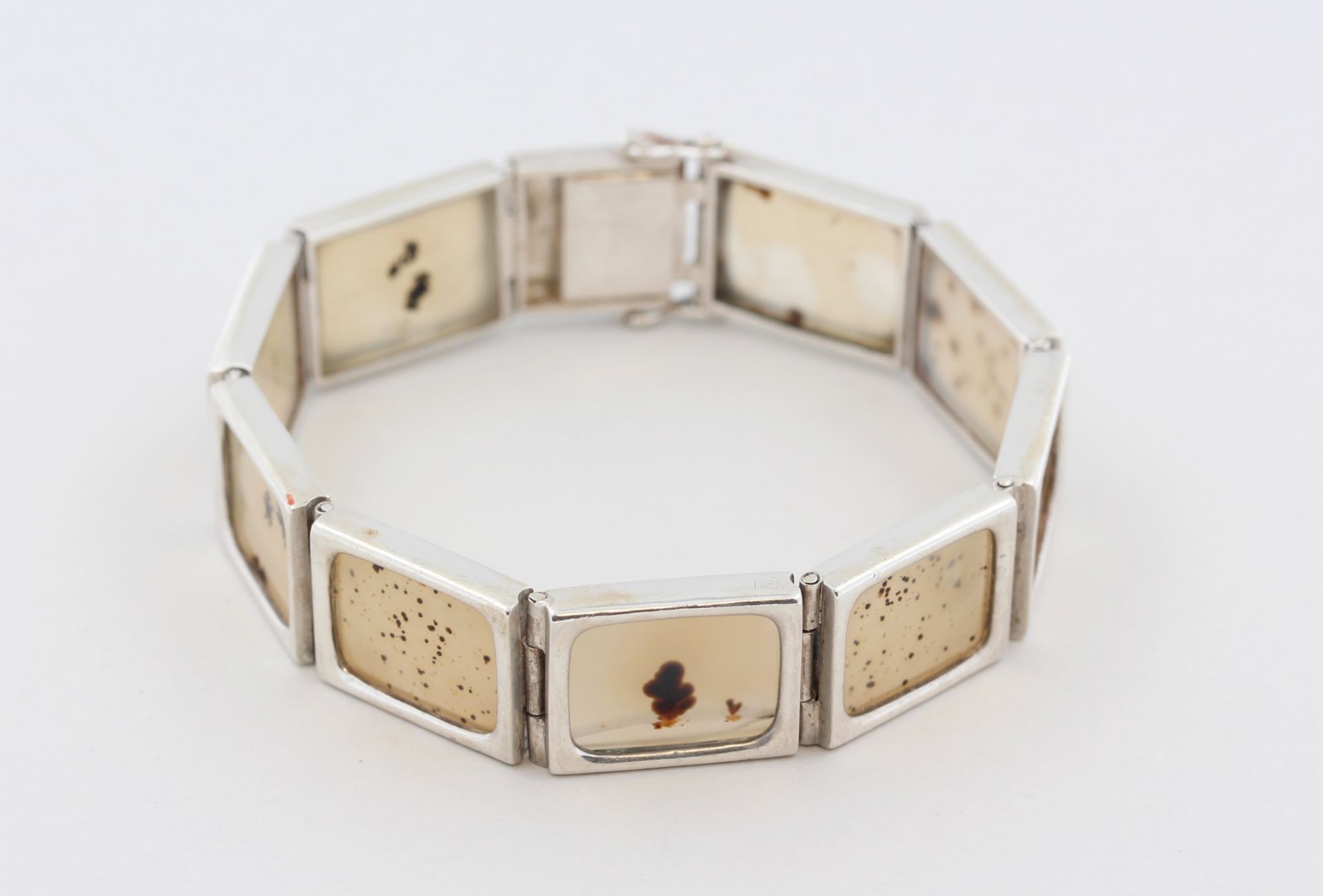 Armband mit Dendritenchalcedon, Silber, mit Dendritenchalcedon Plättchen (2 x mit Sprüngen), ca.