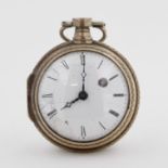 Friedberger Spindeltaschenuhr, signiert TF. Stitz bey Friedberg, weißes Zifferblatt mit römischen
