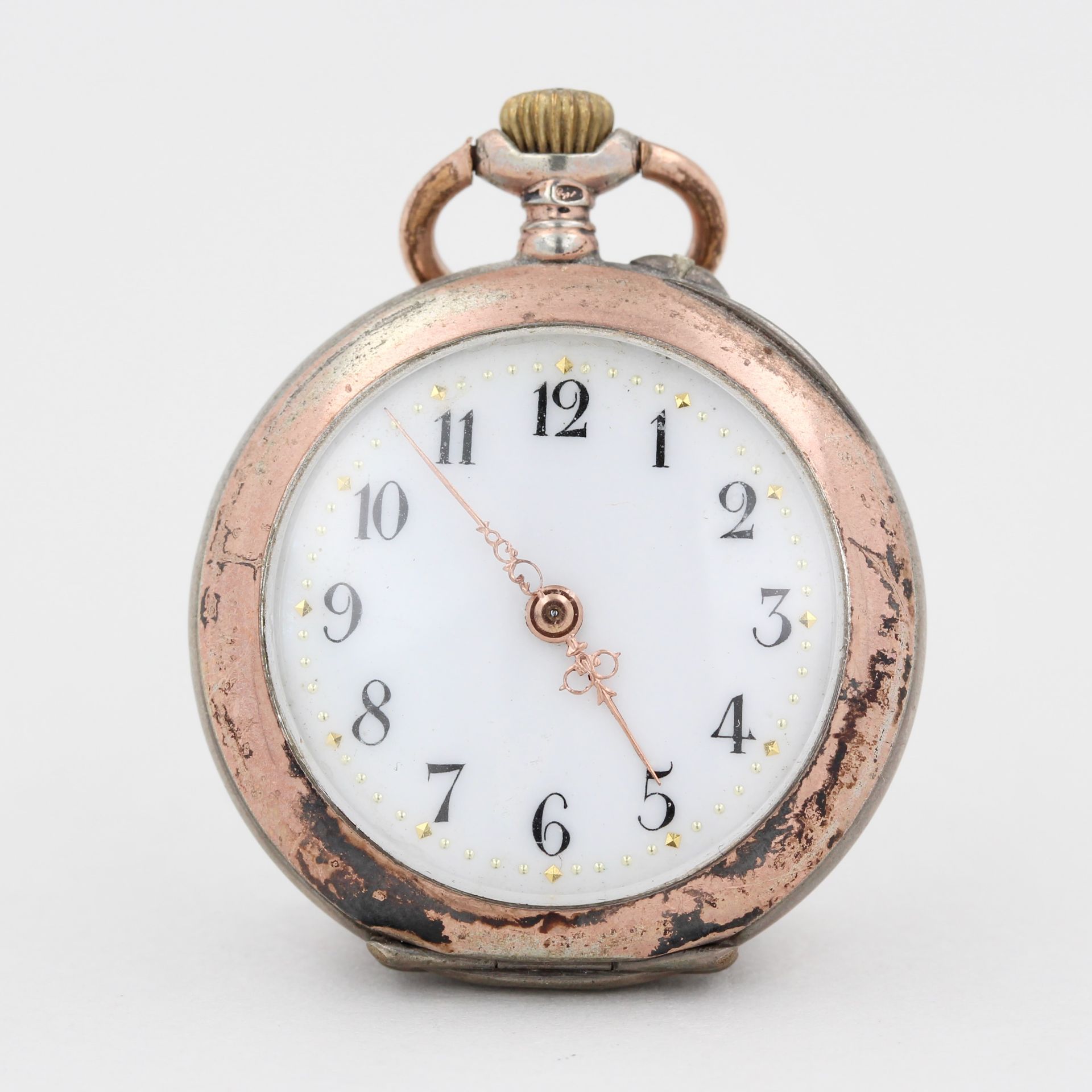 Taschenuhr "K u. L" , 800 Silber, "K u. L", weißes Zifferblatt mit arabischen Zahlen, Deckel mit