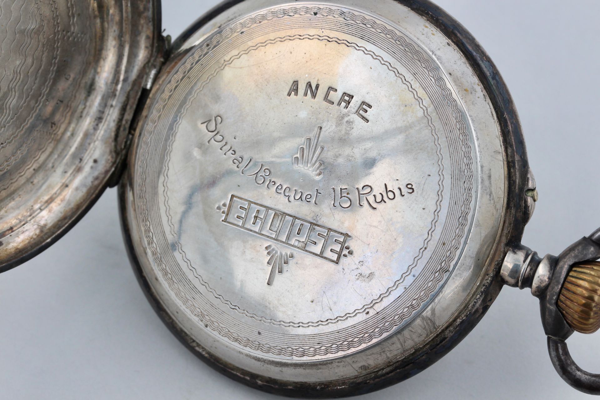Taschenuhr, 800 Silber, Eclipse, weißes Zifferblatt mit arabischen und römischen Zahlen, kleine - Bild 5 aus 5