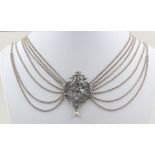 Trachtencollier, 925 Silber, Bartel & Sohn Augsburg, Darstellung des Hl. Michaels, 7-reihig,