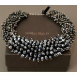 Collier, Marina Rinaldi, Modeschmuck Collier, Marke Marina Rinaldi, mit schwarzen, facettierten