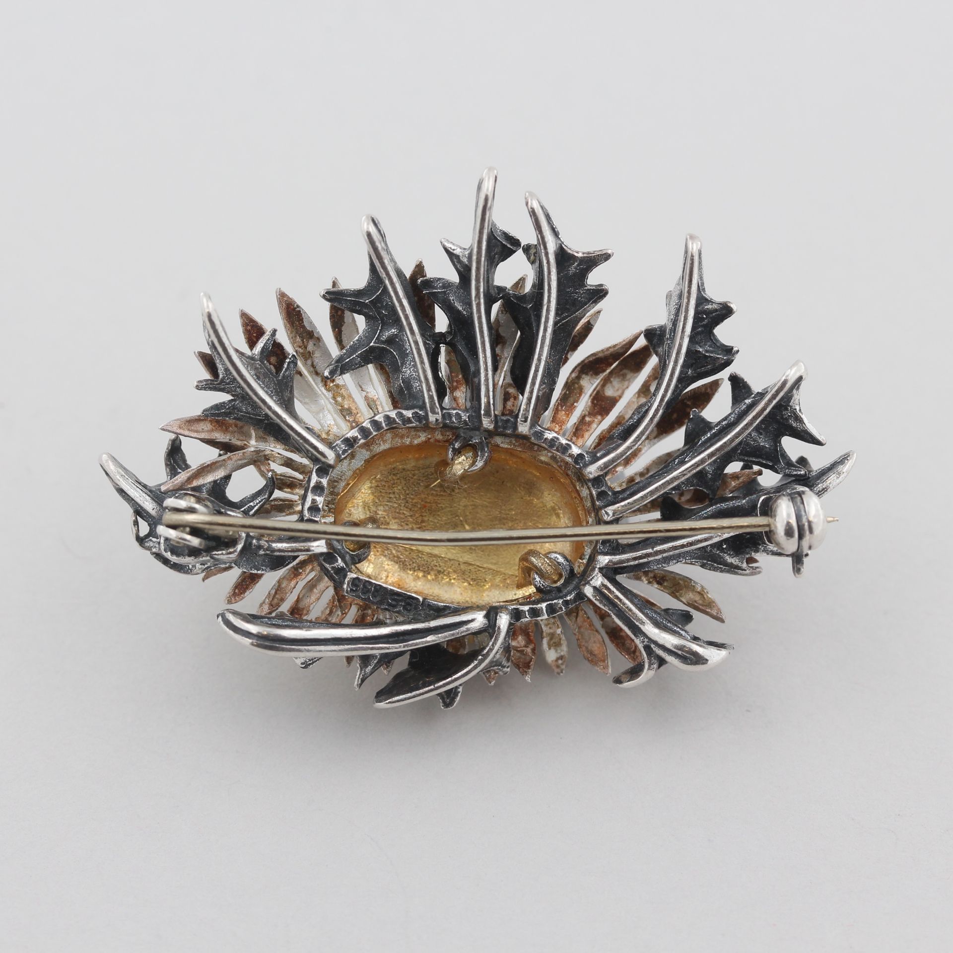 Schmuckset Silberdisteln, 835 Silber, teils vergoldet, in Form von Silberdisteln, punziert, Bartel & - Bild 3 aus 5