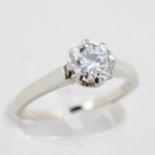 Damenring Juwelier Schilling, 18 kt Weißgold, mit Solitär Brillant, ca. 1 ct, punziert, Juwelier