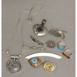 Konvolut Silber Schmuck, Silber, mit Markasiten, wohl Citrinen, Koralle, Türkis, Glassteinen,