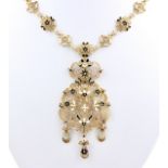 Collier, Spanien, Ende 19. Jh., wohl Spanien, Ende des 19. Jh., 18 kt Gelbgold, filigran gearbeitet,