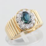 Damenring, 14 kt Gelbgold, mit kleinen Diamanten und 1 wohl Saphir, punziert, ca. 3,8 g, RM 56