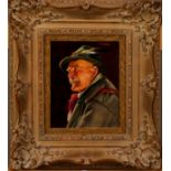 Wölfle, Franz Xaver (1887-1972) Portrait eines Jägers, Öl auf Holz, rechts oben signiert, 16 x 12,