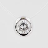 Anhänger Solitär, 14 kt Weißgold, 1 Brillant, ca. 0,23 ct, Piqué, punziert, ca. 0,6 g, D. 0,6 cm