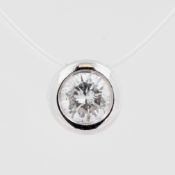 Anhänger Solitär, 14 kt Weißgold, 1 Brillant, ca. 0,23 ct, Piqué, punziert, ca. 0,6 g, D. 0,6 cm