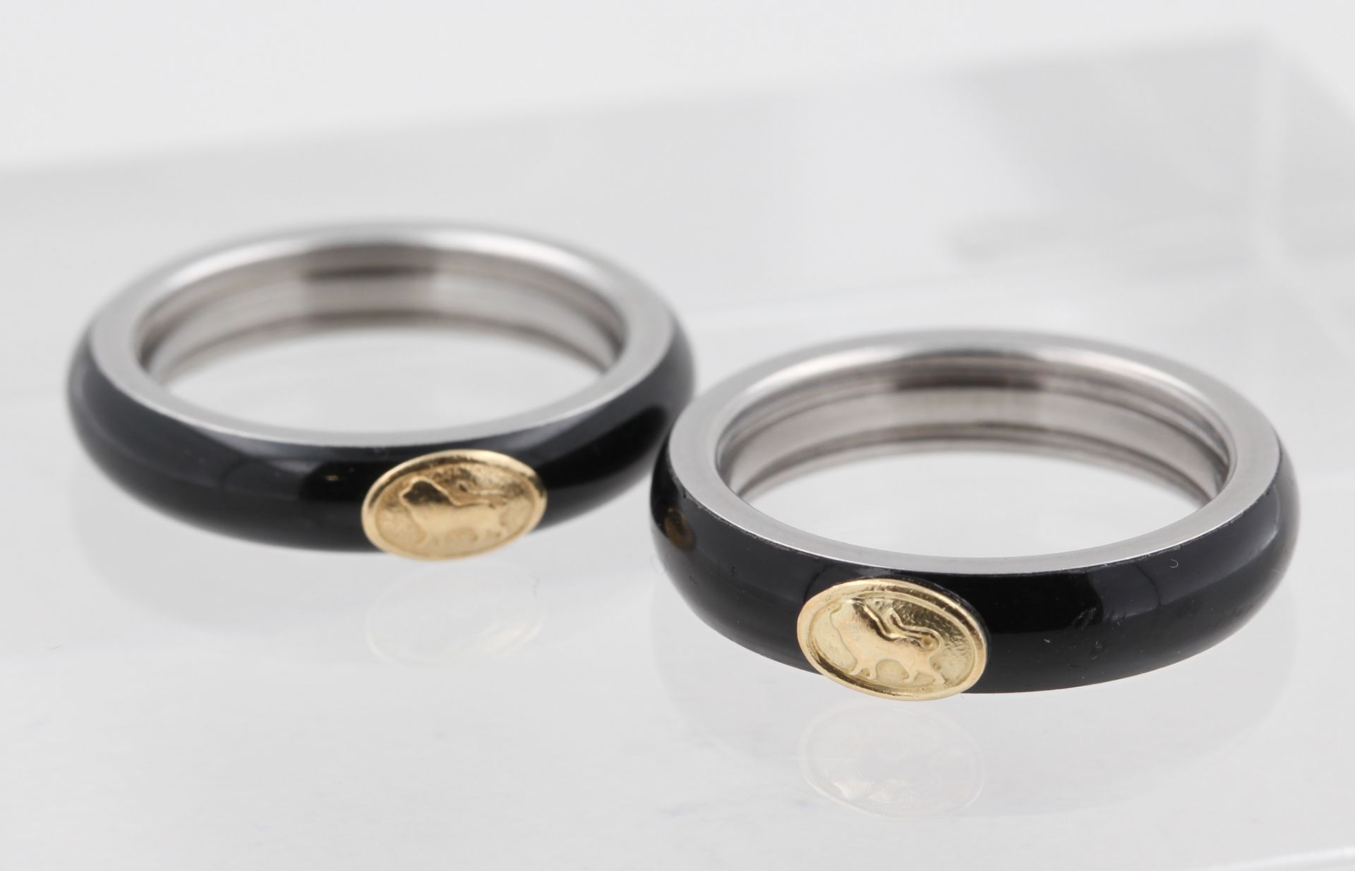 5 Charriol D'Arsy Ringe, Titan, teils 18 kt Gelbgold, teils mit kleinen Brillanten, buntes - Bild 3 aus 5