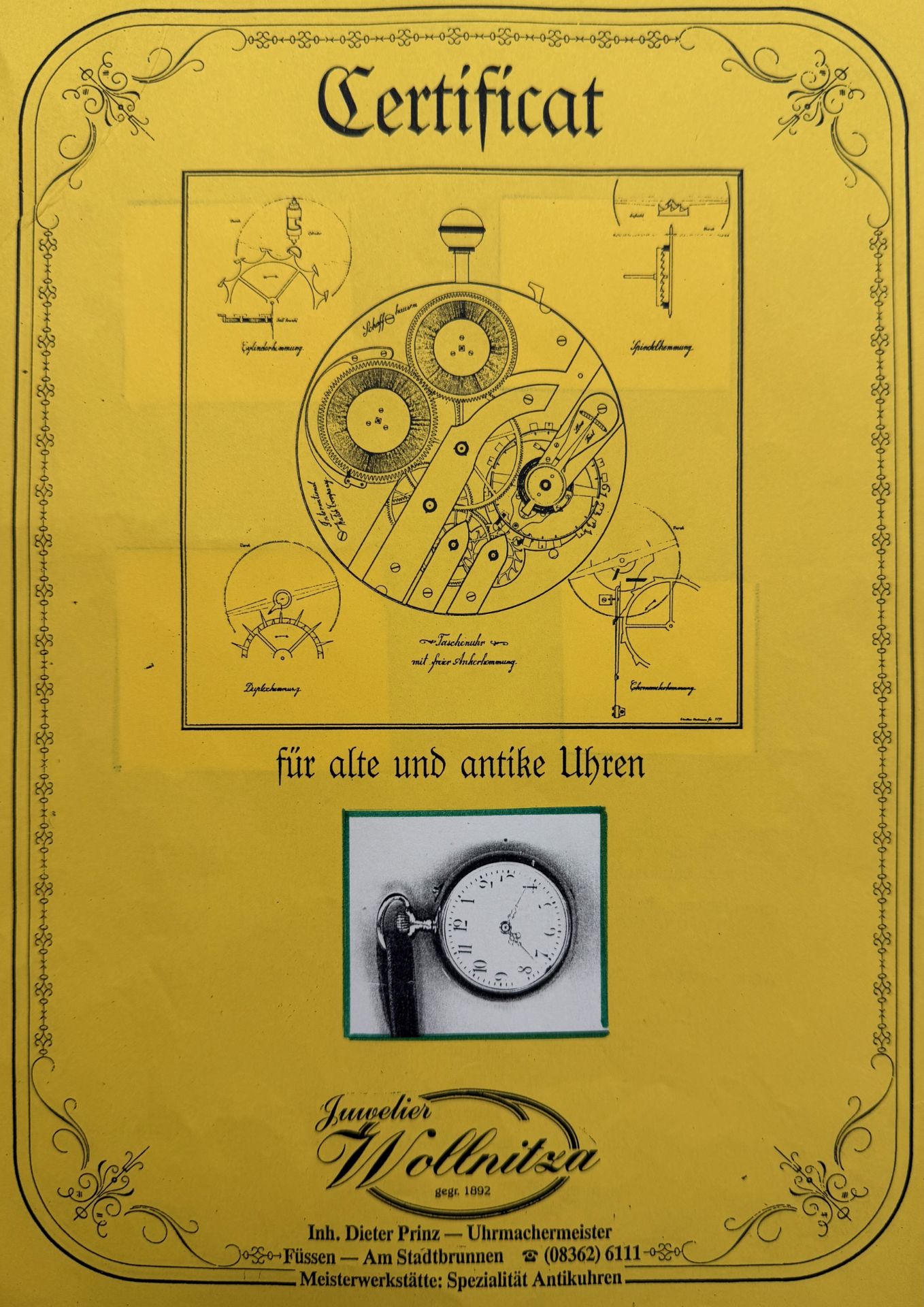 Taschenuhr, 800 Silber, weißes Zifferblatt mit arabischen Zahlen, Deckel floral graviert, Gravur - Bild 3 aus 4
