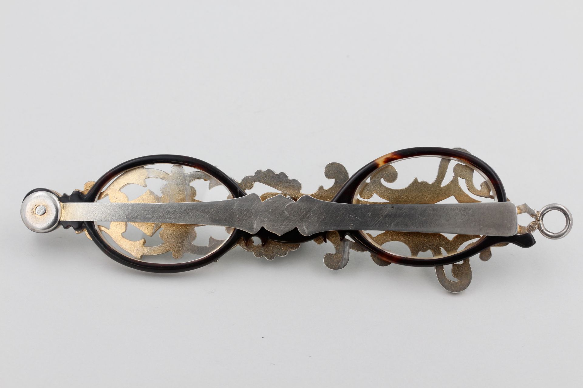 Lorgnette Silber, wohl vor 1900, 900 Silber, filigran gearbeitet, mit kleinen Türkis Cabochons (7 - Bild 6 aus 6