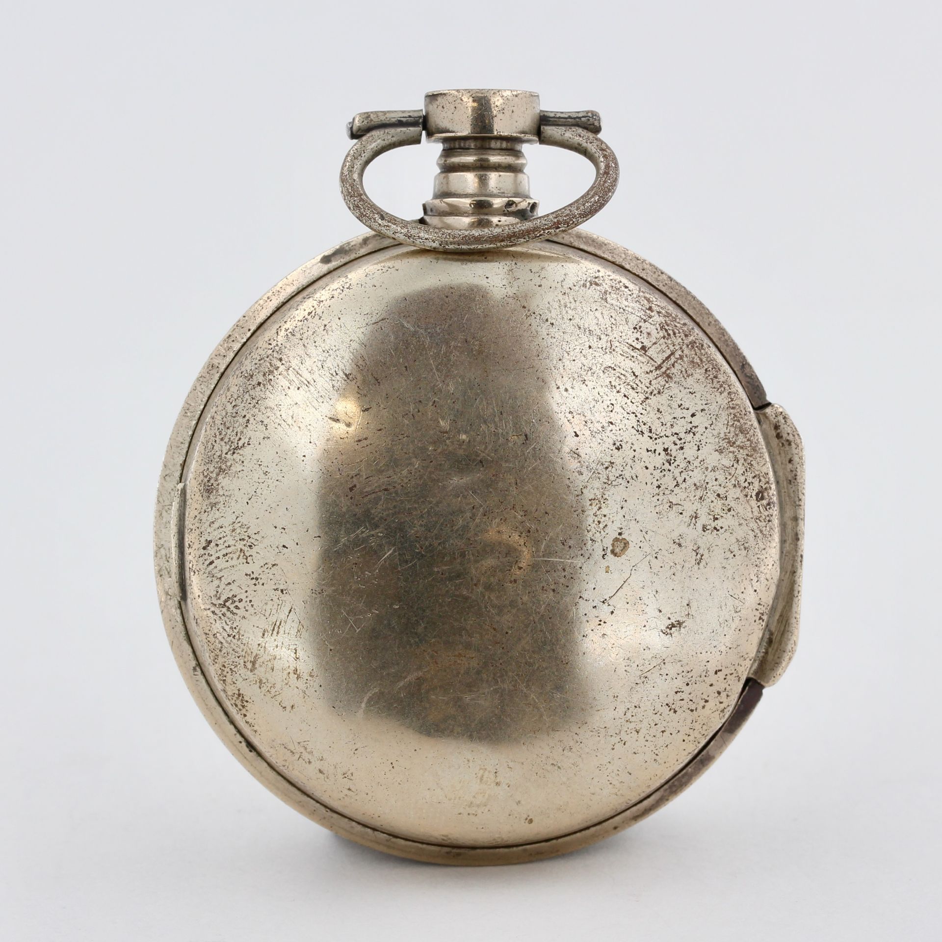 Friedberger Spindeltaschenuhr, signiert TF. Stitz bey Friedberg, weißes Zifferblatt mit römischen - Bild 2 aus 4