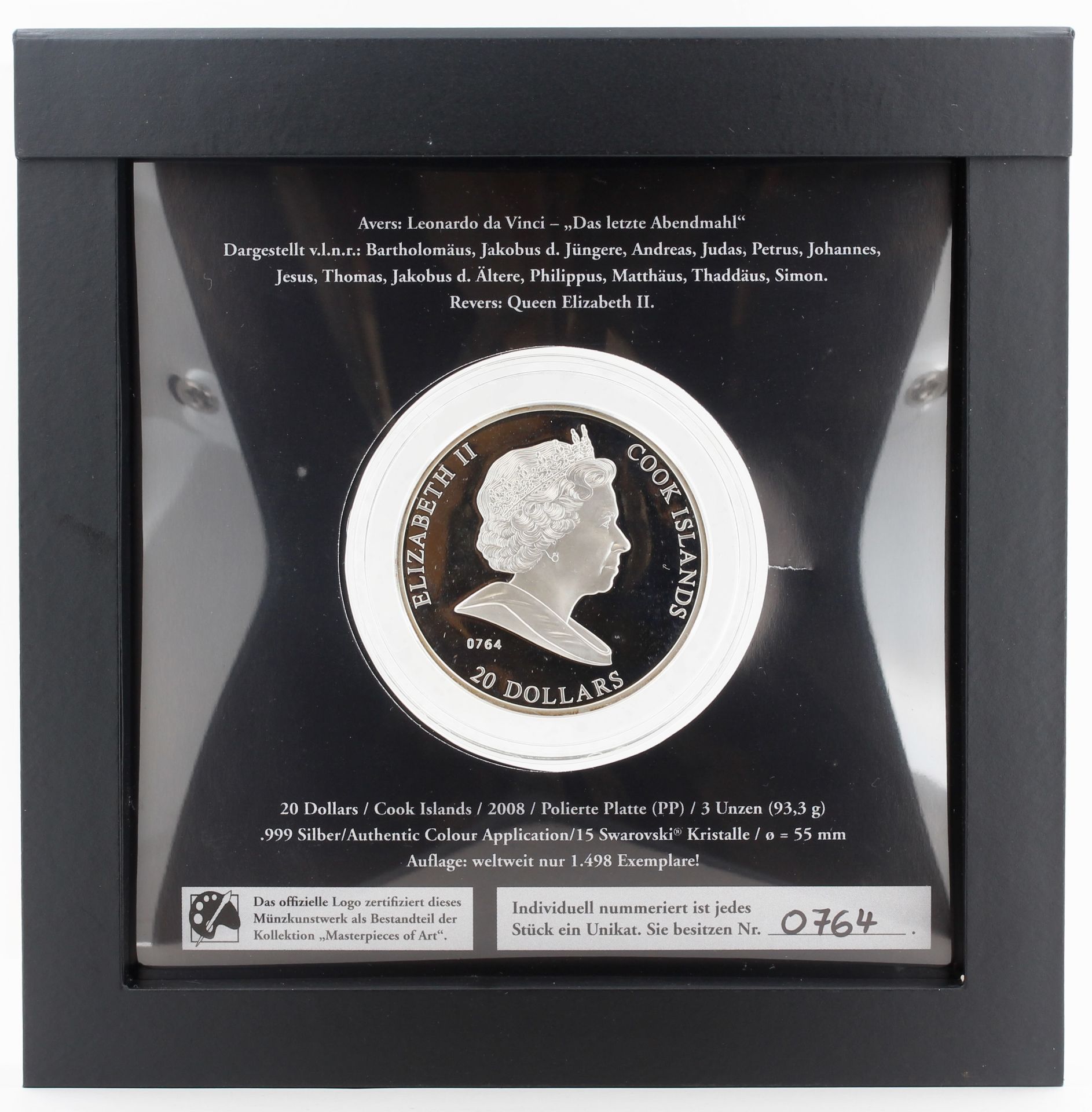 Silbermünze Masterpieces of Art The Christmas Edition 2011, 20 Dollar, 3 Unzen 999 Silber, Swarovski - Bild 2 aus 7