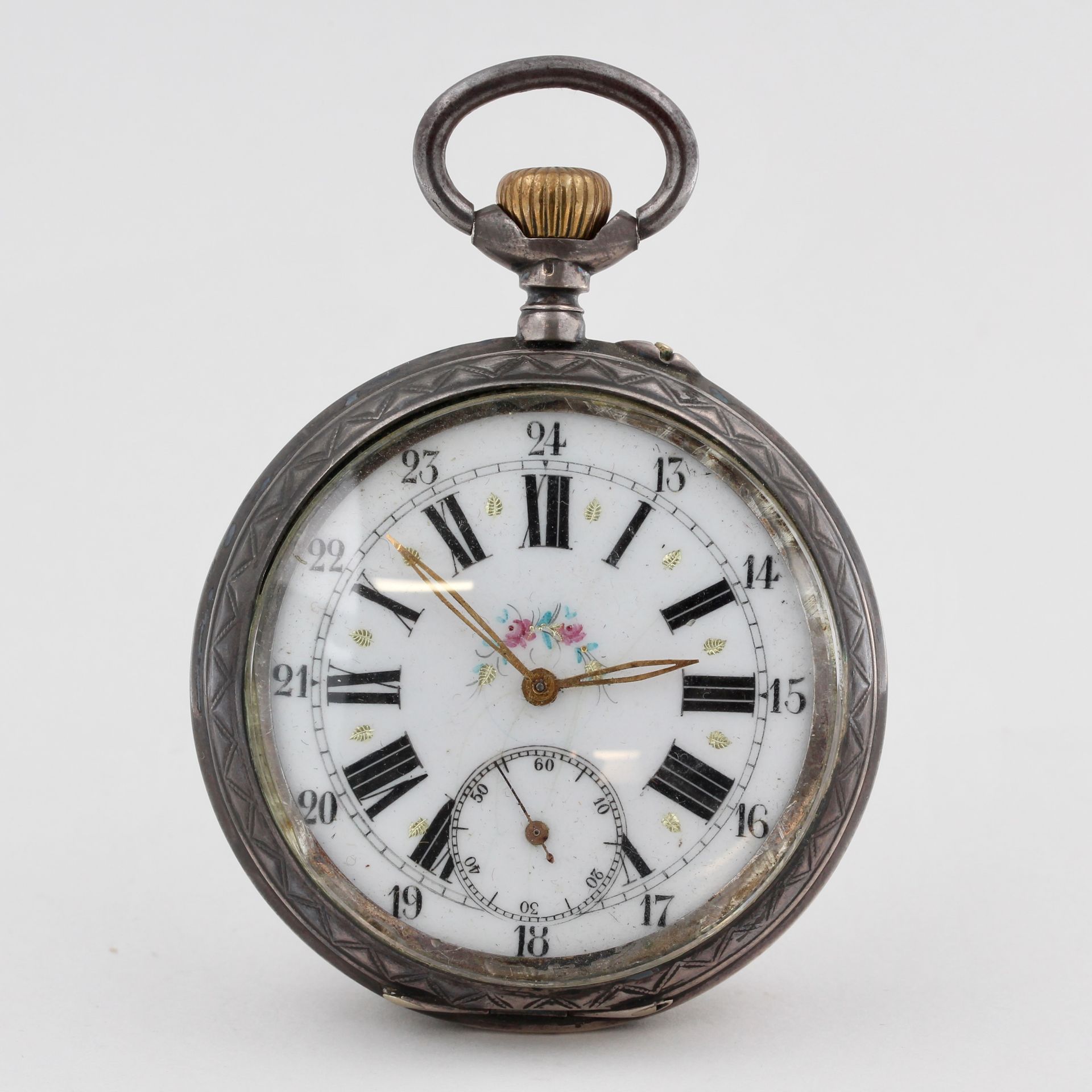 Taschenuhr, 800 Silber, Eclipse, weißes Zifferblatt mit arabischen und römischen Zahlen, kleine