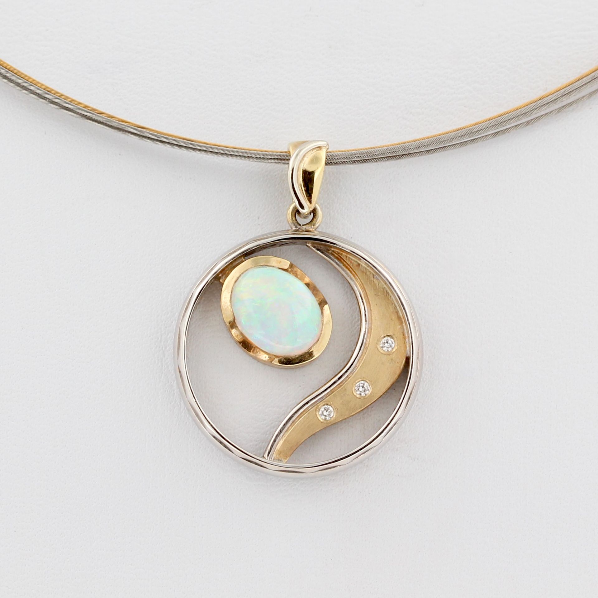 Schmuckset Bartel & Sohn, 14 kt Gelbgold und Weißgold, mit Opalen und teils kleinen Diamanten, - Bild 2 aus 5