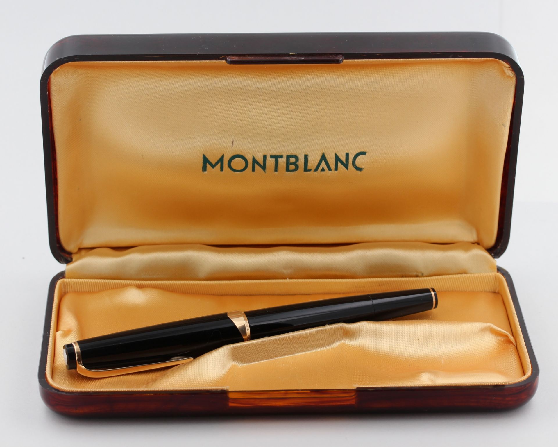 Kolbenfüller Montblanc, Vintage, Meisterstück Nr. 12, schwarz, in originaler Bakelitdose