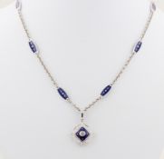 Collier Fabergé by Victor Mayer, Fabergé by Victor Mayer, 18 kt Weißgold, Anhänger mit blauem