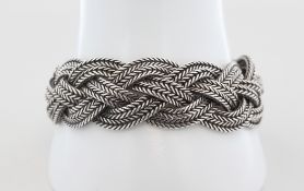 Armband Silber, 835 Silber, dekorativ geflochten, punziert, ca. 60,0 g, L. 19 cm