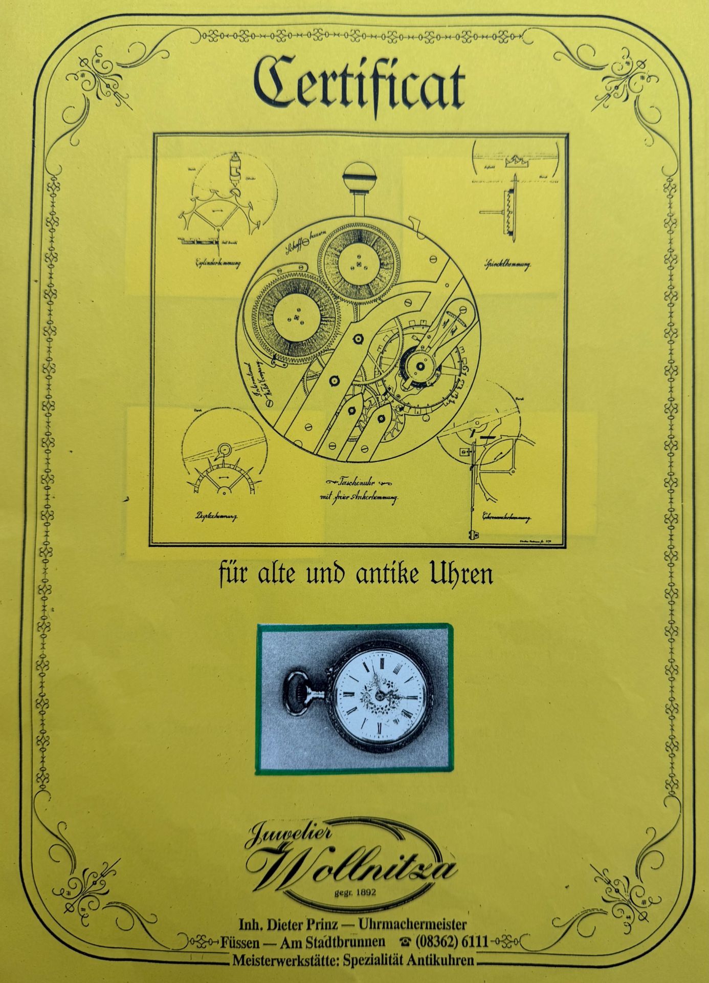 Taschenuhr, 800 Silber, weißes Zifferblatt mit römischen Zahlen, beschädigt, florale Motive, - Bild 3 aus 4