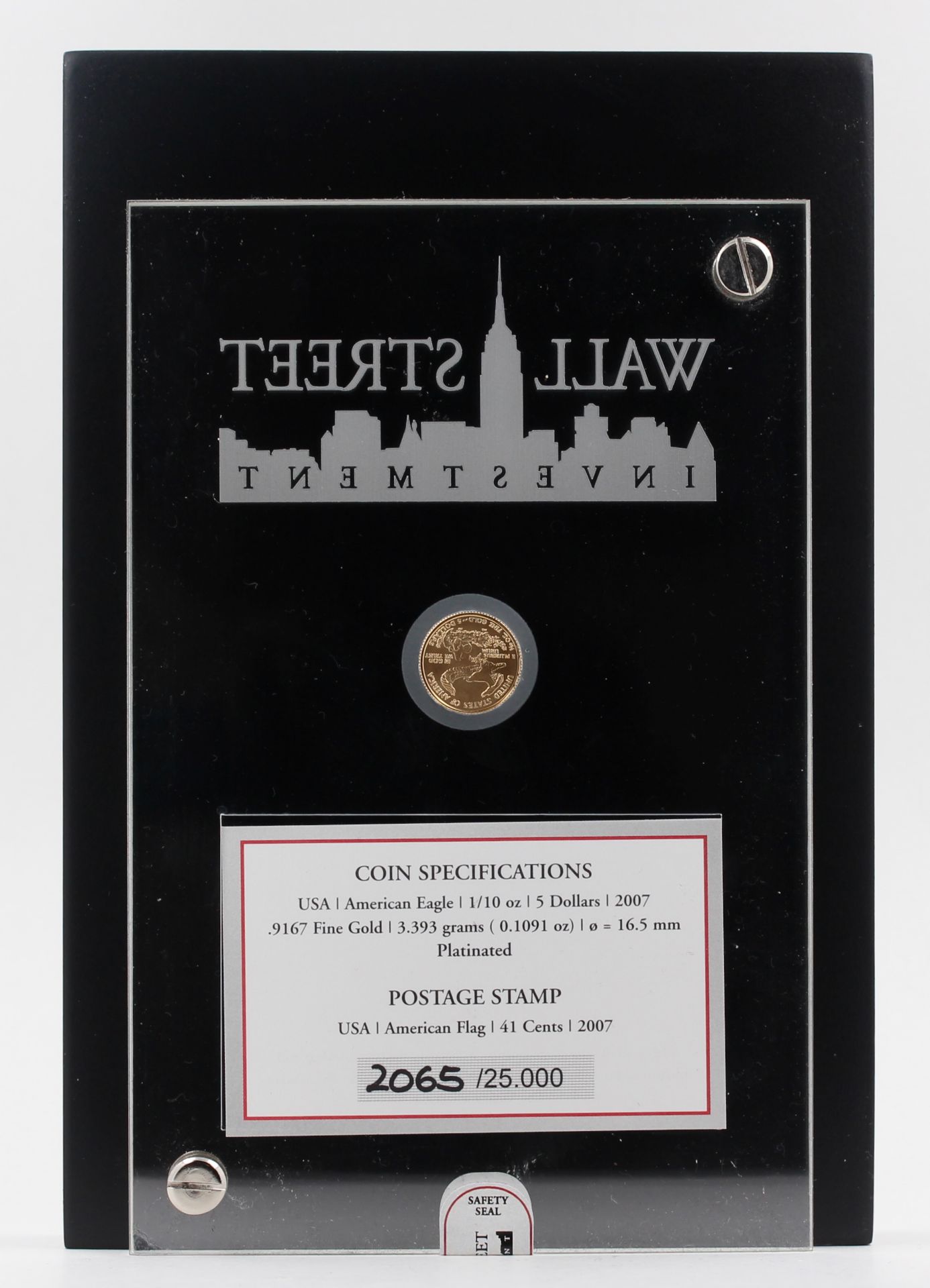 Wall Street Investment 2007, Wall Street Investment, 916 Gold, 1/10 oz, 3,393 g, D. 1,6 cm, - Bild 3 aus 7