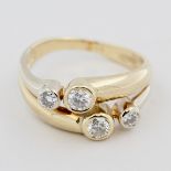 Damenring, 14 kt Gelbgold, besetzt mit 4 Brillanten, zusammen ca. 0,54 ct, weiß, si, ca. 3,8 g, RM