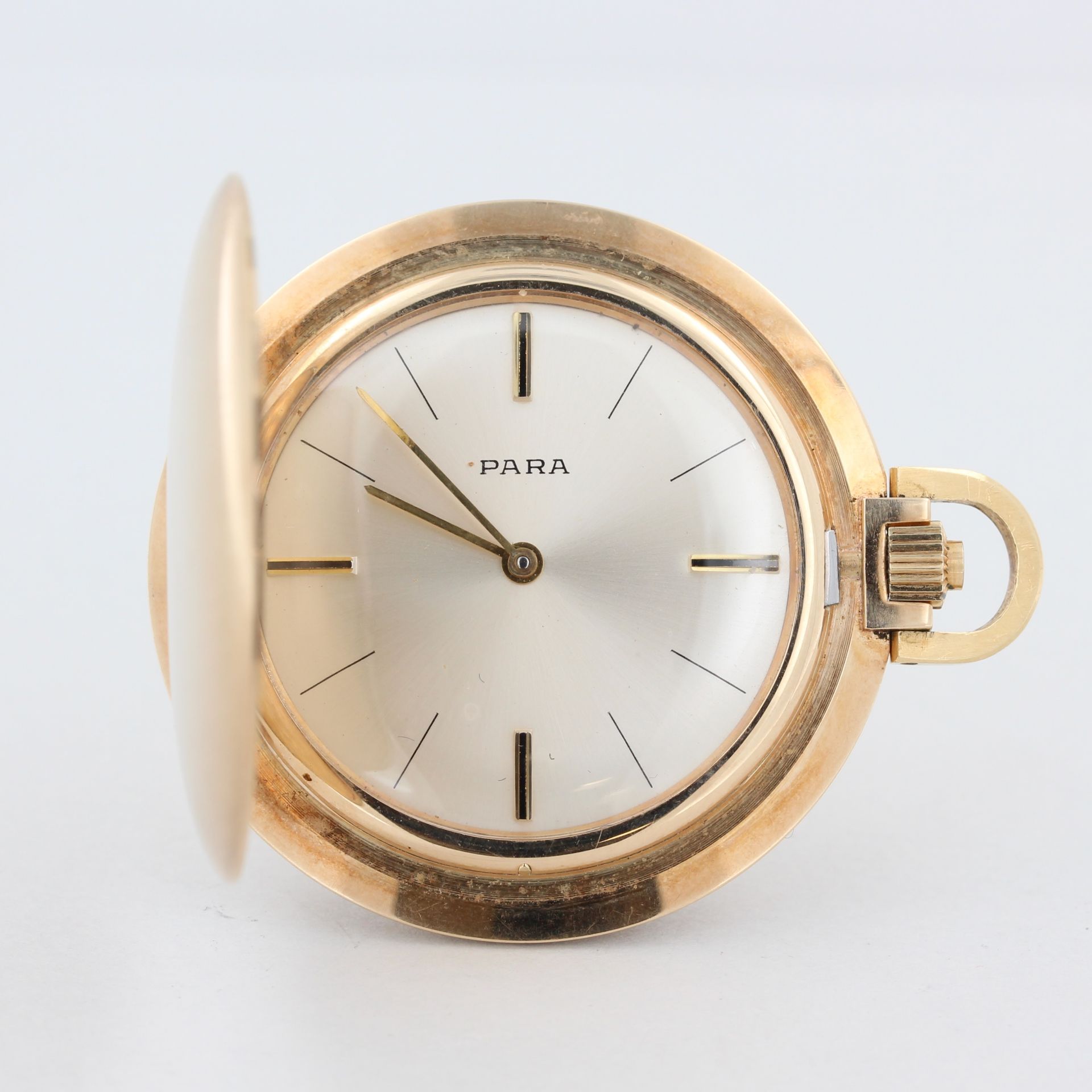 Taschenuhr Para, 14 kt Gelbgold, helles Zifferblatt mit Strichindizes, Handaufzug, Uhrwerk setzt - Bild 2 aus 6