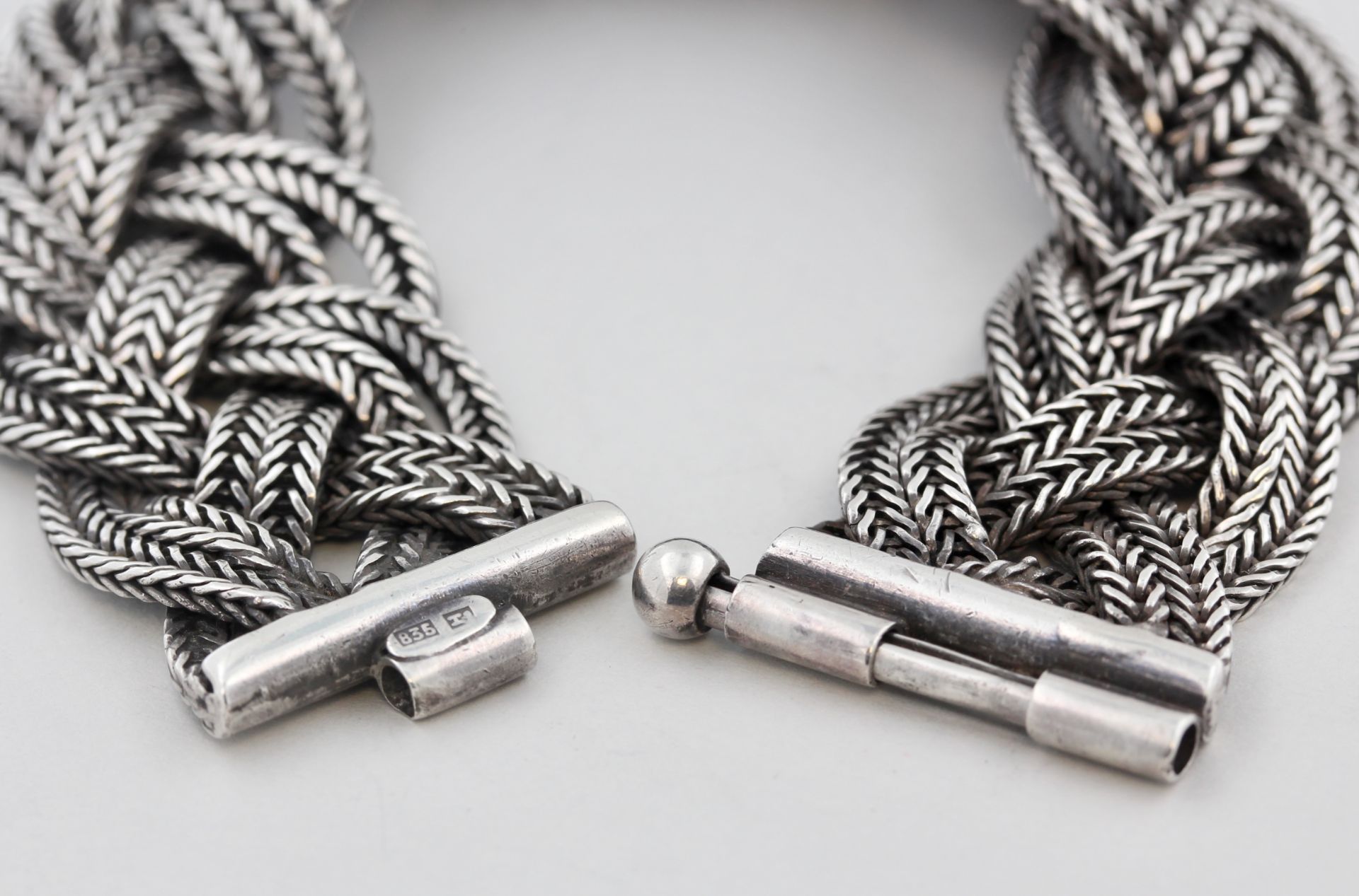 Armband Silber, 835 Silber, dekorativ geflochten, punziert, ca. 60,0 g, L. 19 cm - Bild 3 aus 3