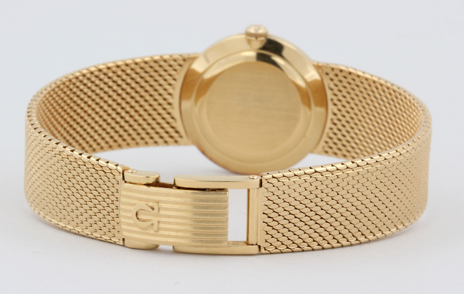 Damenarmbanduhr Omega, 18 kt Gelbgold, helles Zifferblatt mit Strichindizes, Handaufzug, Uhrwerk - Bild 5 aus 7