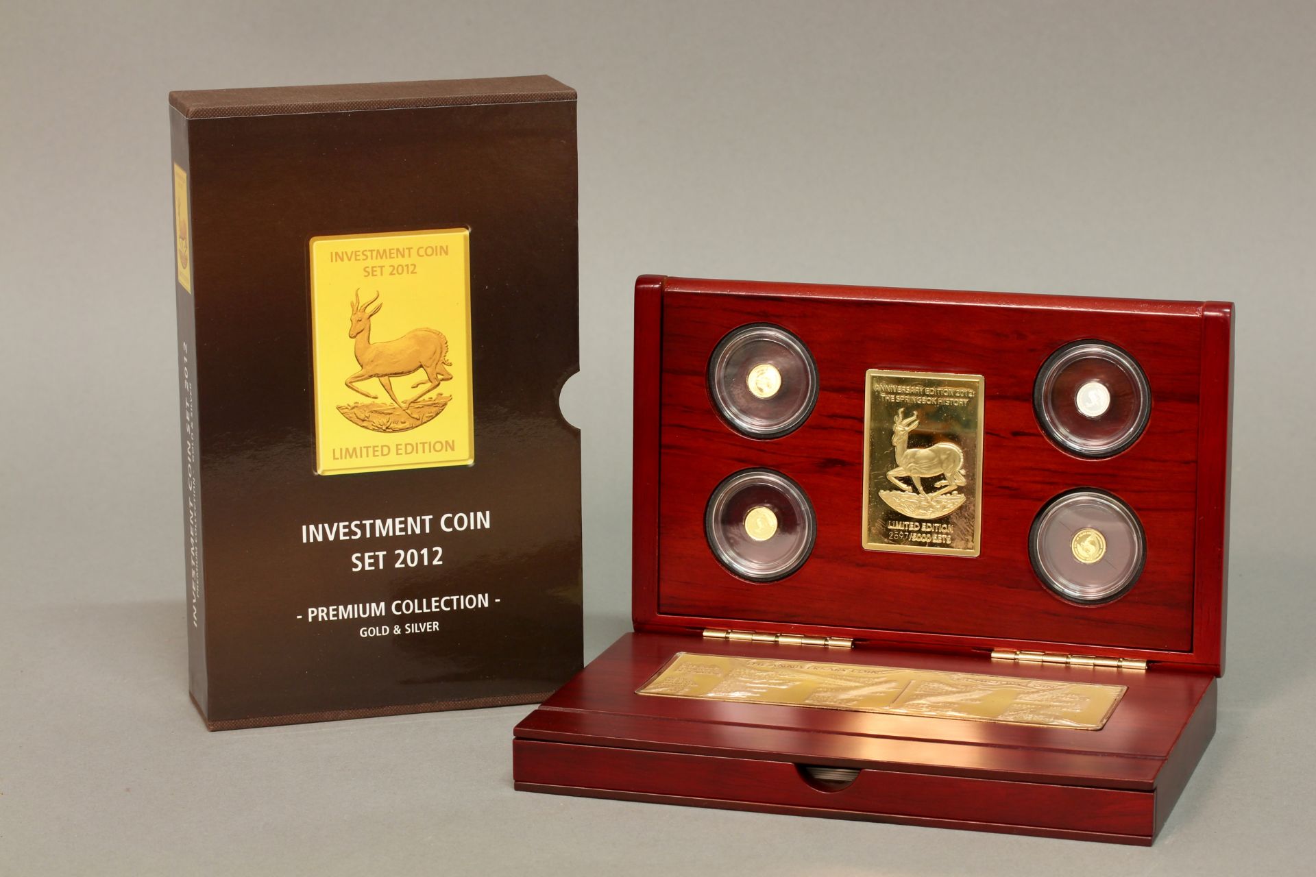 Reppa Investment Coin Set 2012, 3 x 999,9 Feingold, je 0,5 g, D. 1,1 cm, 1 x 999,9 Feinsilber, 0,5