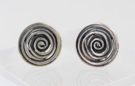 Paar Ohrclips Silber, 925 Silber, in Form einer Spirale, punziert, ca. 14,3 g, D. 2,3 cm